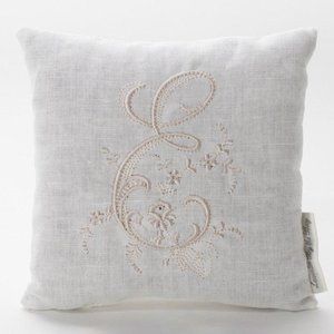 NWT Handmade Embroidered Monogrammed Lavender Pillow (Linen/Cotton)